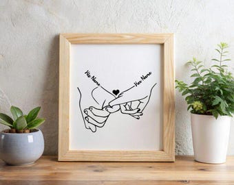 Holding Hands SVG, Pinky Hold, Love, SVG Cut File, Add Names & Dates, Instant Download, Love Hands Design