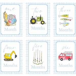 Cartes d'étape aquarelles pour bébé garçon