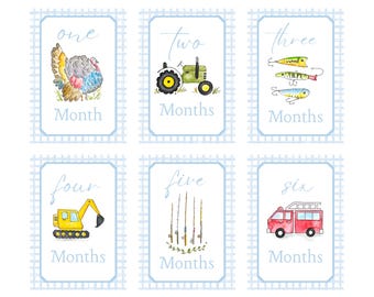 Baby Boy Watercolor Milestone Cards