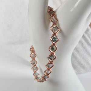 Pure Copper and Moss Agate Bangle: Handmade Cuff Bracelet