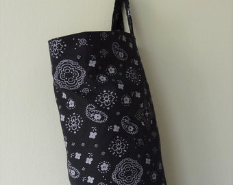 Grocery Bag Holder, Plastic Bag Dispenser, Black and White Bandanna Bag Dispenser