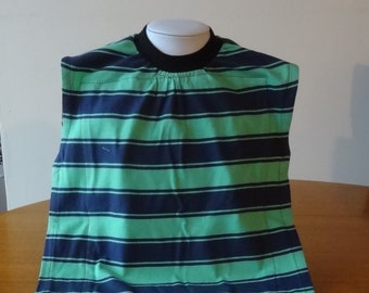 Youth Special Needs Bib, Kids Green and Blue Striped Bib, Dignity Dining Bib, Waterproof Front Drool Bib