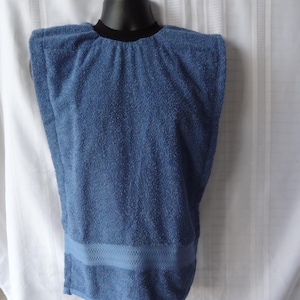 Adult Special Needs Pullover Towel Bib with Waterproof Panel and Ribbed Neck