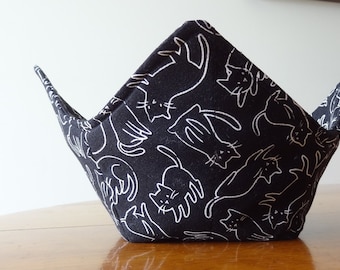 Cats Meow Bowl Cozy, Black and White Microwave Safe Bowl Holder
