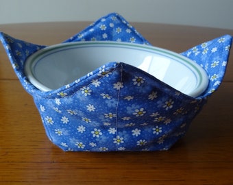 Microwave Bowl Cozy, Blue Calico Bowl Holder