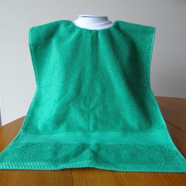 Toddler and Baby Bibs, Green Pullover Bib Ribbed Neck Bib with Optional Waterproof Front Panel