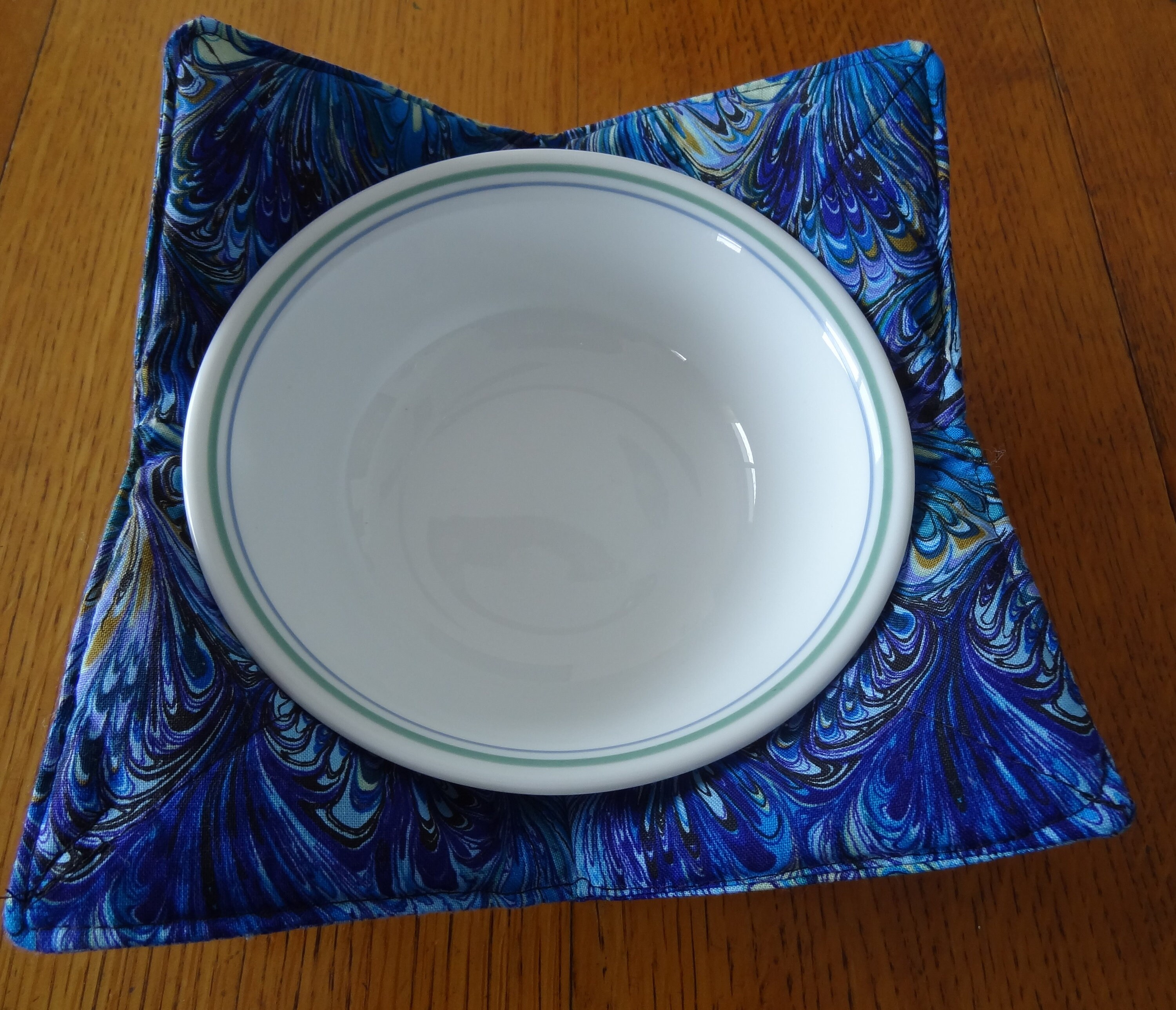 Microwave Safe Bowl Cozy Blue Peacock Bowl Holder Etsy