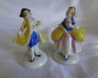 Victorian Bisque Miniature Gentleman and Lady Porcelain Figurines