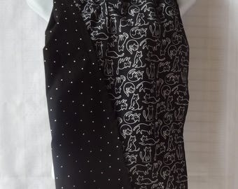 Adult Bib for a Woman, Reversible Dignity Dining Scarf, Cats and Kittens Senior Clothing Protector