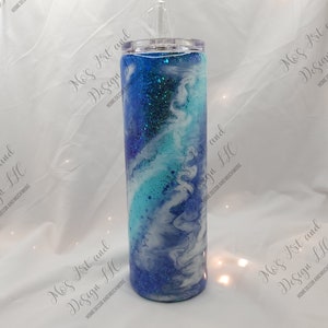 Ocean Glitter Tumbler Various Sizes Available/Ocean Inspired Epoxy Tumbler/Blue Tumbler Cup/Glitter Tumbler/Summer Themed Tumbler