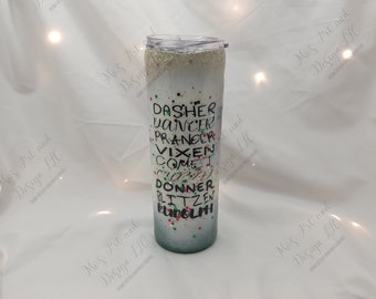 Reindeer Tumbler/Reindeer Names Tumbler/ Christmas Tumbler/Ready To Ship/20 oz Skinny Tumbler/Holiday Tumbler