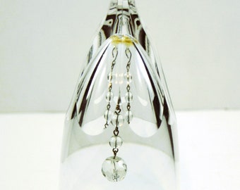 Lead Crystal Bell with Etched Metal Band on Rim Home Decor