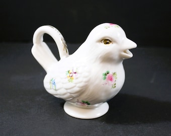 Grace's Teaware Bird Creamer Flowers Pink Blue Purple 24kt Gold Accents Bone China