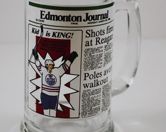 Wayne Gretzky Edmonton Journal Glass 1981 Beer Mug