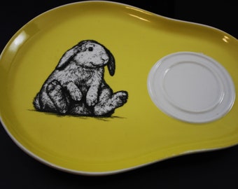 Stanford Hill Pottery 'Fluffkins' Plate Yellow with Bunny