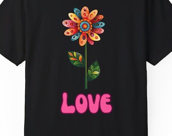 トップス CONP 24SS I Love Tachi Flower T-shirt Love-flower T-shirt for Women, Retro Peace, Harmony, Flower