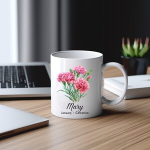 Personalized Birth-Month Flower Mug, Personalized Mom Mug, Mother&#39;s Day Gifts, Custom Flower Mug, Bridesmaid Gifts, Party Favor