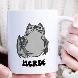 Grumpy Frog Ceramic Mug, French Swear Word, Edgy Humor