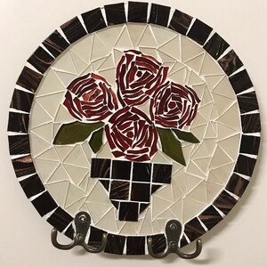 Mosaic roses key/towel/bag holder