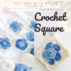 Forget Me Not Flower - Crochet Granny Square Pattern - PDF download - Floral Crochet Square - Flower Granny Square Pattern for Blankets