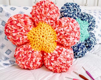 Amigurumi Crochet Flower Pillow PDF Pattern Easy Beginner Plushie