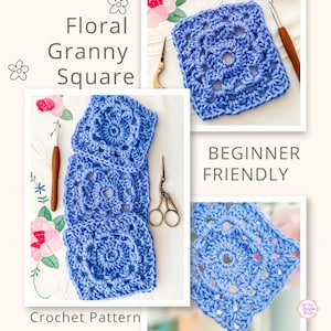 Floral Granny Square Pattern - PDF download - Crochet Flower Square - Floral Crochet Square - Flower Granny Square Pattern for Blankets