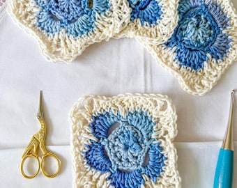 Forget Me Not Flower Crochet Granny Square Pattern (PDF Download)