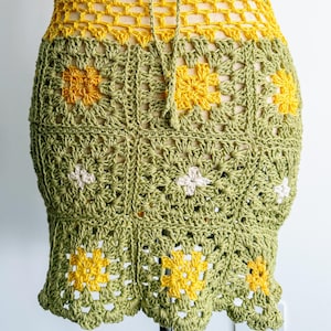 Crochet Summer Skirt – Pretty Soft Colors - Handmade 100% Cotton - Drawstring Adjustable Waistline -  Lightweight - Lace Detail - Mini Skirt