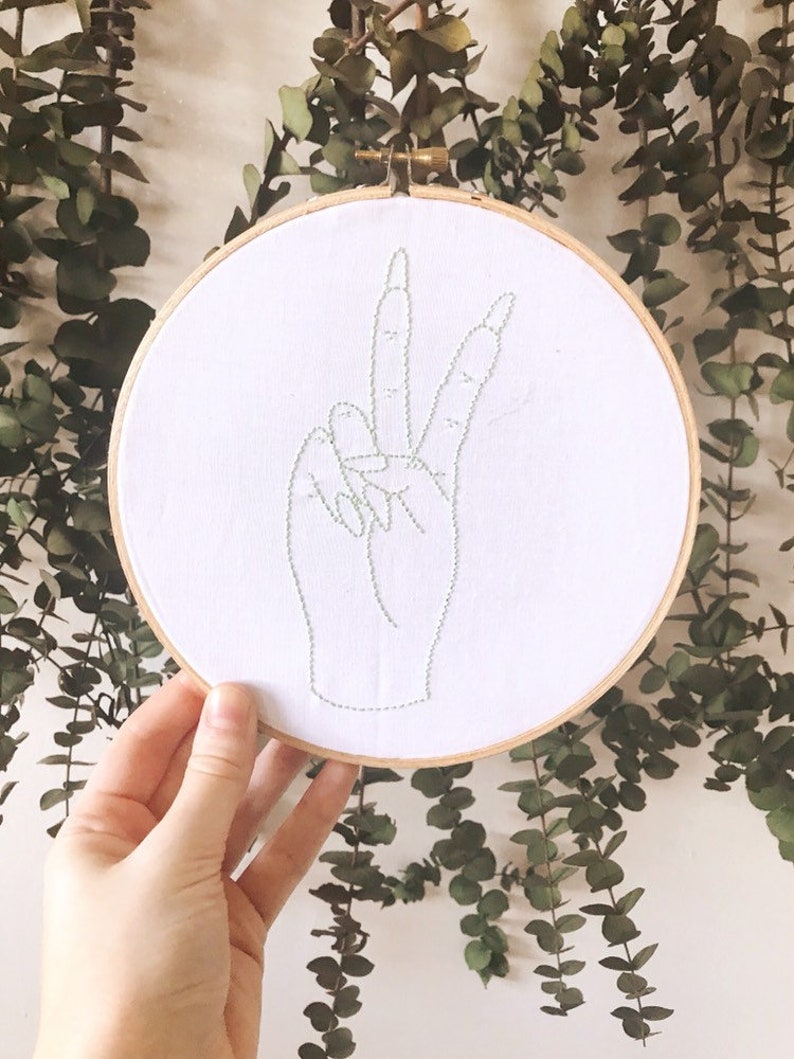 Peace sign  hand embroidery nwcvq  beginner embroidery  etsy Peace sign  hand embroidery nwcvq  beginner embroidery  etsy