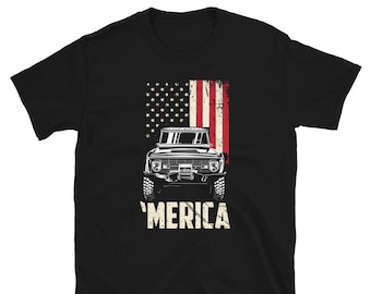 1966-1974 Ford Bronco Truck 'Merican II Car Art Mens T-shirt,  Bronco Truck Tshirt Short-Sleeve Unisex T-Shirt , Gift for dad