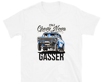 1963 Chevy Nova SS Classic Car Gasser Hot Rod Men's Graphic T-Shirt, Gift for Dad