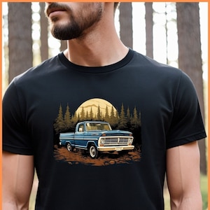 1969 Ford F100 Truck in the Woods Short-Sleeve Unisex T-Shirt, F100 Gift, Gif for Husband