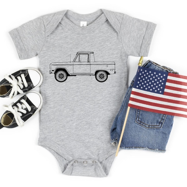 1968 Bronco Half Cab  bodysuit, Trucks onesuit~ Custom Made, infant bodysuit,Baby Boy Girl Truck clothes,Shower Gift Boy Girl