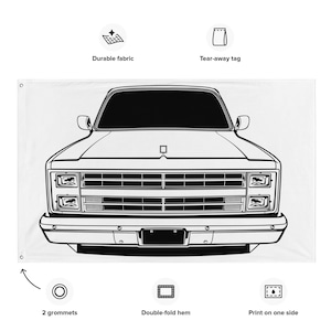 Pick-up Chevrolet Silverado C10 1986, drapeau de camion carré, cadeau pour papa, cadeau pour mari, art mural C10, art mural garage