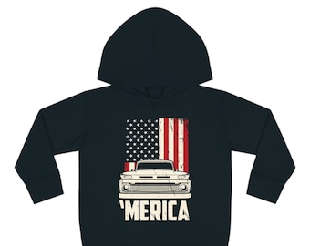 1966 Chevy C10 Classic Truck 'Merica Toddler Pullover Fleece Hoodie, Gift for Toddler