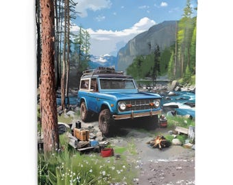 Arazzo da parete per interni con striscione vintage per camion Bronco / Decorazione per garage Mancave