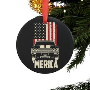1970 Chevelle SS 396 Acrylic Ornament with Ribbon, Classic Car Xmas tree decoration, Vintage Car Ornament