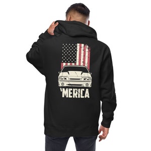 Ford Mustang Fox body 5.0 Merica Style Unisex fleece zip up hoodie, Mustang Hoodie, Gift for Him, Gift for Dad, Gift for Husband