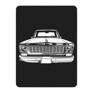 Vintage Chevy Truck Custom Tan Sherpa Blanket, Super Soft, Gift for Dad, Gift for Husband