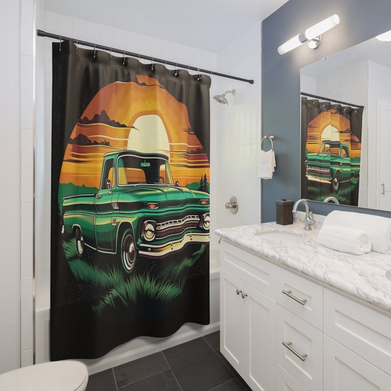 1966 C10 Pickup Truck Custom Shower Curtains, 71 X 74, C10 Bath