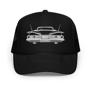 Vintage Chevy Impala Embroidered Trucker Hat - Custom Foam Cap for Car Enthusiasts