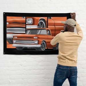Custom Chevy C10 Flag - Man Cave Decor for Truck Lovers, Squarebody Art, Birthday Gift for Husband