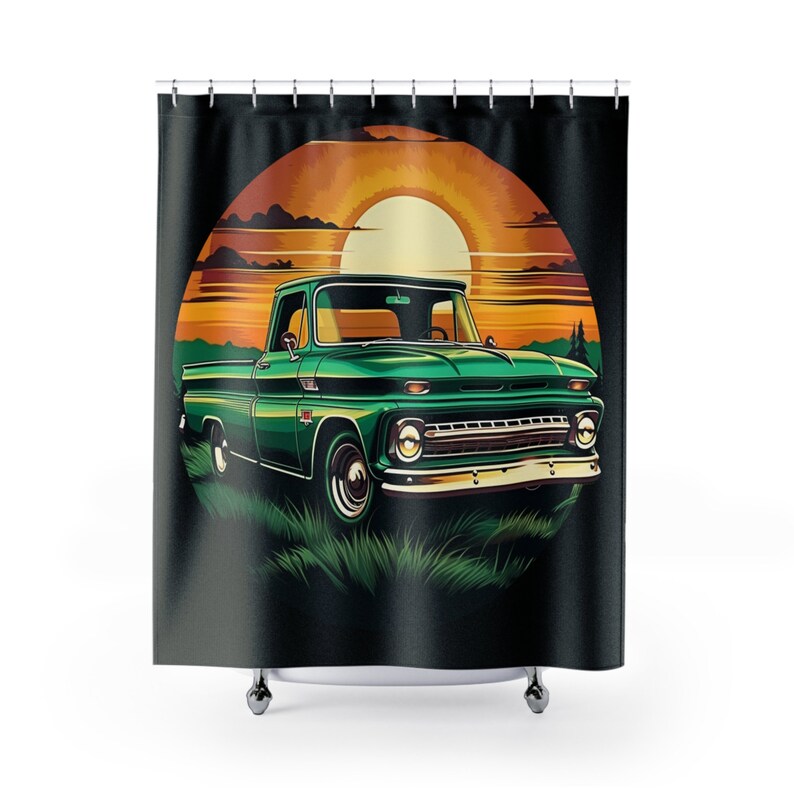 1966 C10 Pickup Truck Custom Shower Curtains, 71 X 74, C10 Bath