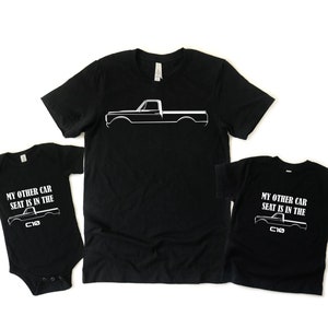 1969 Chevy C10 Pickup Truck- Father and Son Matching Shirts - Toddler, Dad and Son Gift - C10 Truck gift, Black T-Shirt