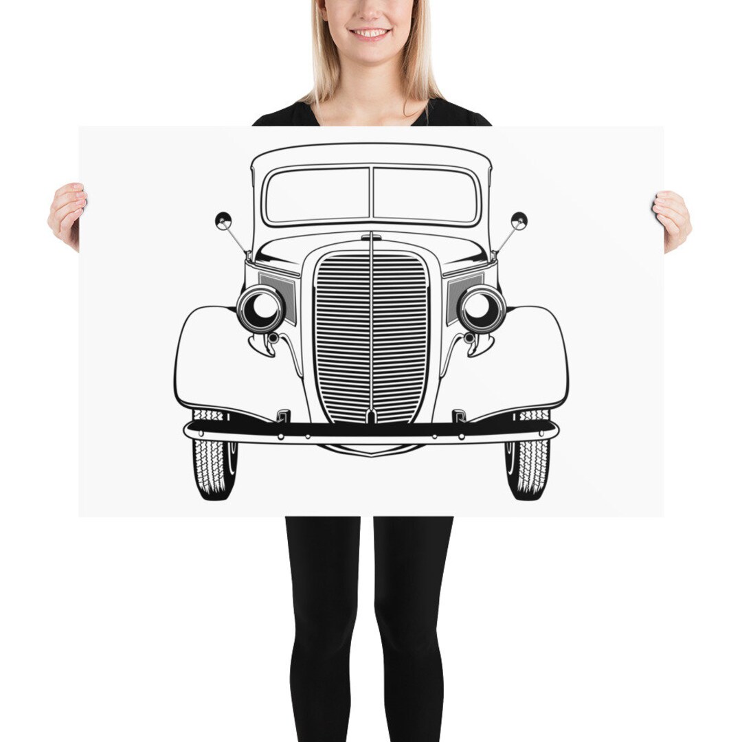 1937 Ford Pickup Truck Classic Truck Custom Poster, 37 Ford Wall Art