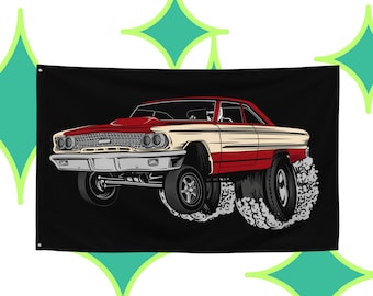 1963 Galaxie 500 Flag | Classic Car Man Cave Wall Decor