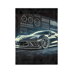 2023-24 Corvette C8 Custom Velveteen Microfiber Blanket, Gift for Dad, Gift for Husband, Corvette Gift, Corvette lover gift, Z06 Gift