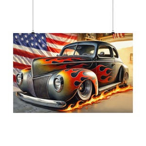 Satin Posters (210gsm) - Vintage Car Wall Art, Gift for Car Enthusiasts, 40 Ford Coupe Art Print, Man Cave Decor, Classic Car Lover Gift,
