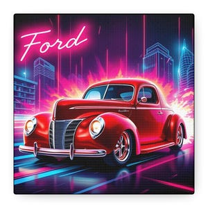 Canvas Print, 1940 Ford Coupe Vintage Car Wall Art, Gift for Dad, Man Cave Decor, Classic Car Lover Gift, Garage Art, 40 Ford Art