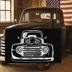 1949-49 F-100 Classic Pickup Truck Flag – Garage Decor Banner